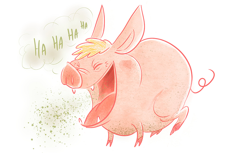 Cochon qui rit, déssiné par Thomas Sanson