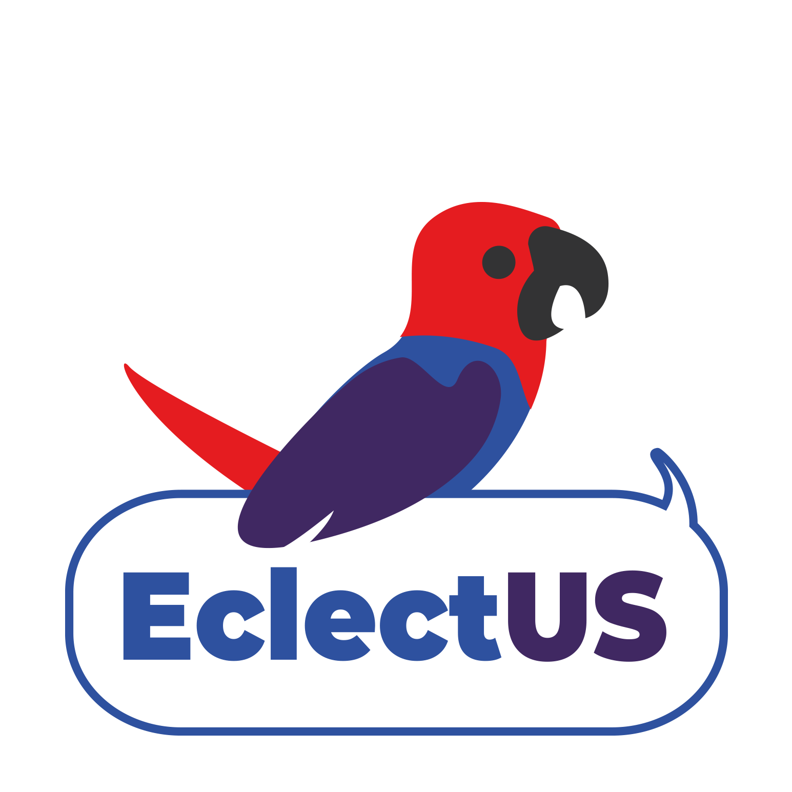 logo Eclectus, perroquet, cours d'anglais US déssiné par Thomas Sanson